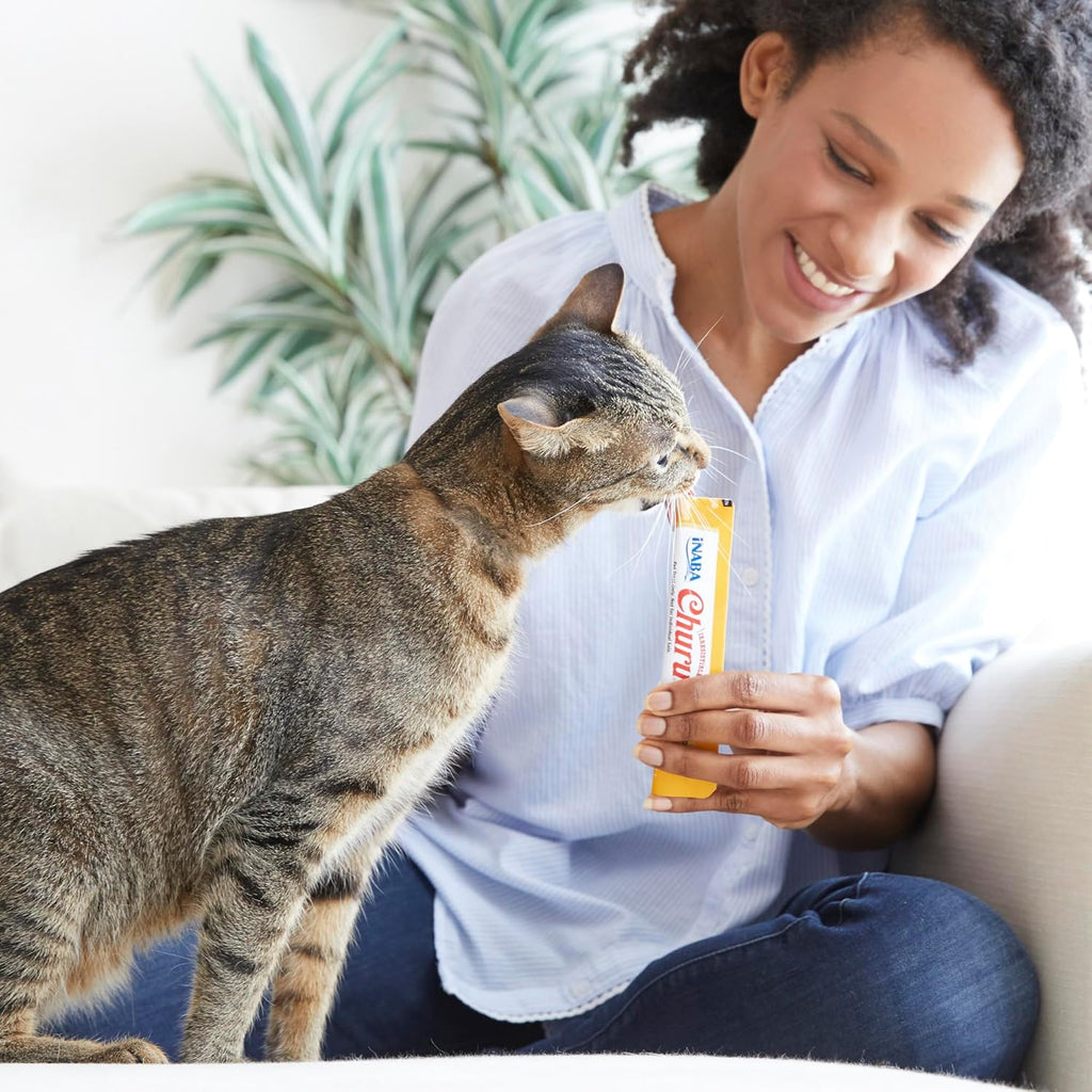 INABA Churu Cat Treats, Grain-Free, Lickable, Squeezable Creamy Purée Cat