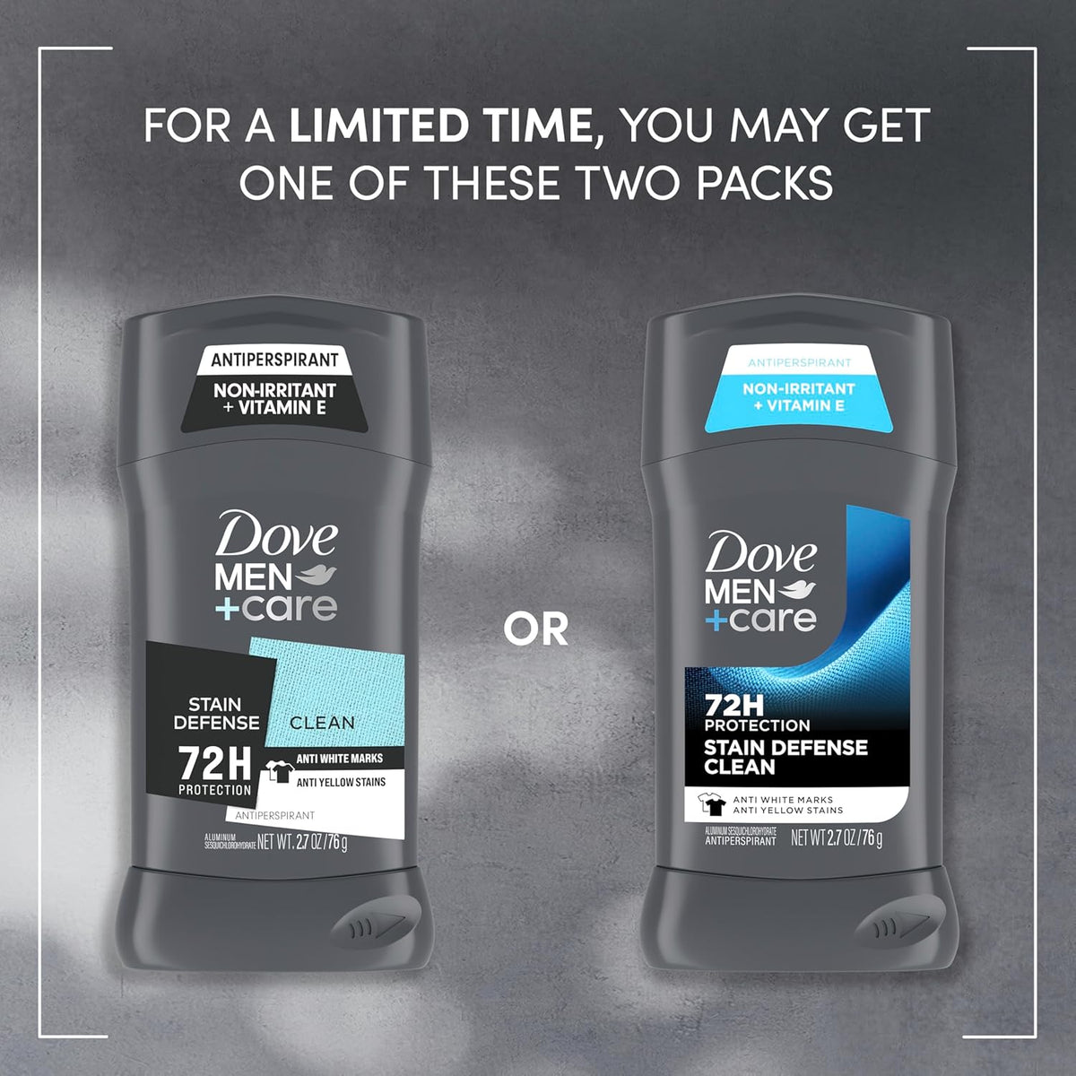 Dove Men+Care Deodorant Stick 4 Count Stain Defense Clean for Men, Anti-white