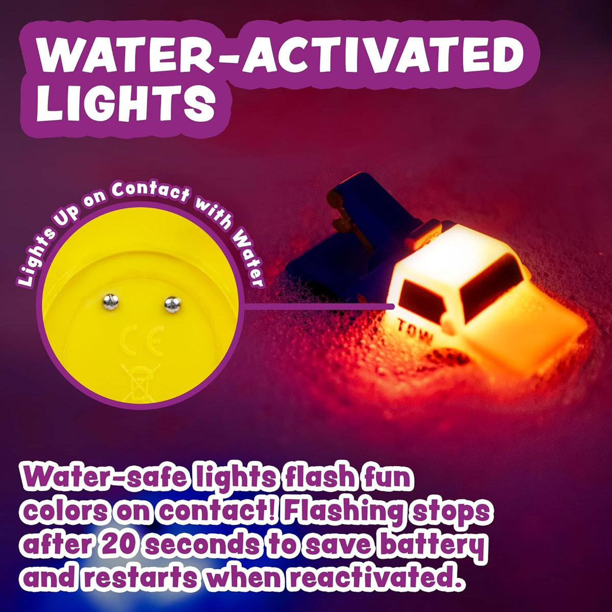 Tub Works® Emergency™ Cars Light Up Bath Toys, 6 Pack