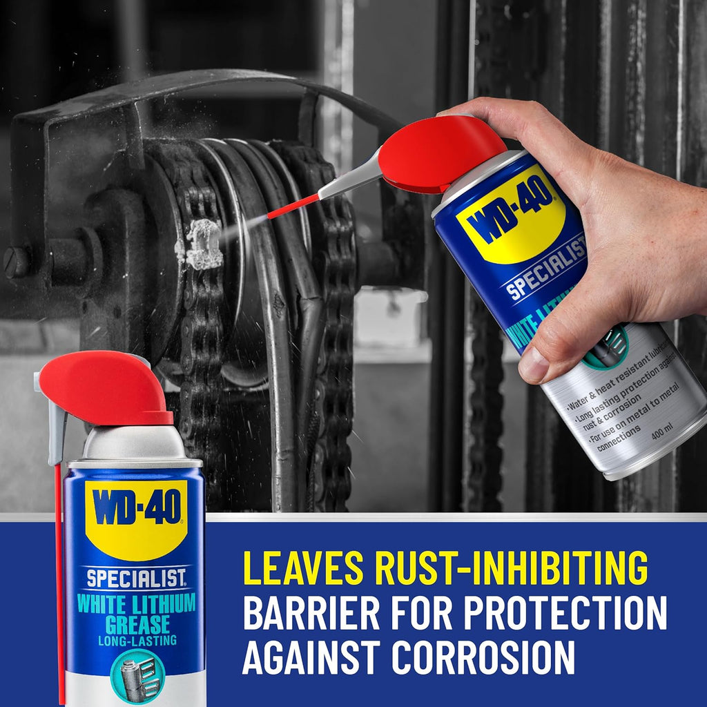 WD-40 Specialist White Lithium Grease Spray with SMART STRAW SPRAYS 2 WAYS