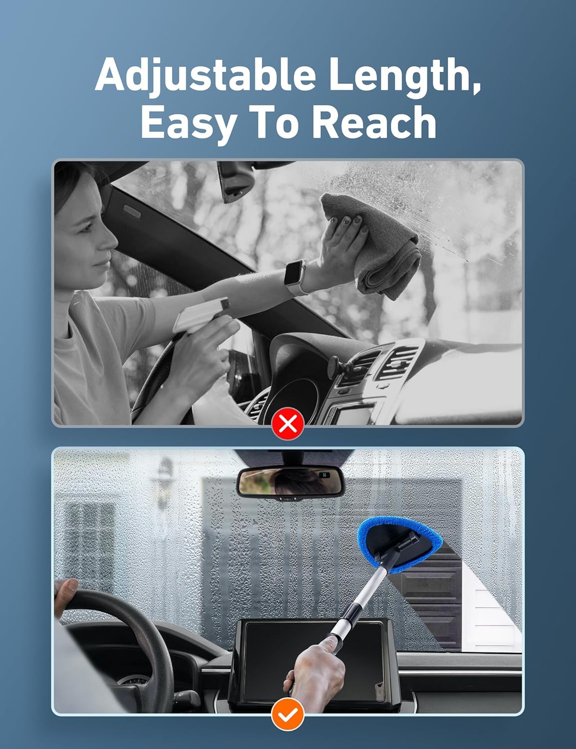 AstroAI Windshield Cleaner Tool, Car Interior Detailing Cleaning Kit with