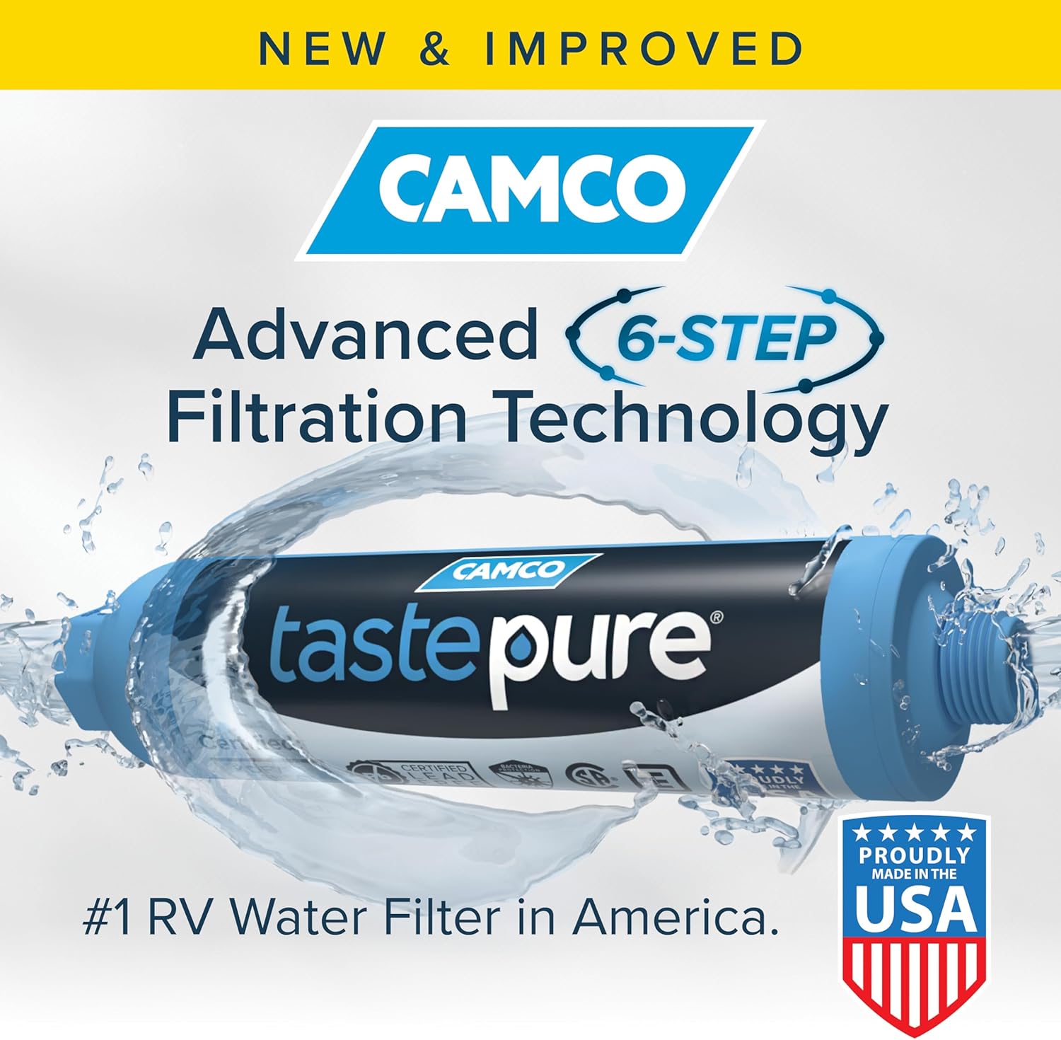 Camco Tastepure RV Water Filter - Advanced RV Inline Water Filter with