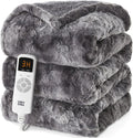 EHEYCIGA Electric Heated Throw Blanket 50"x60", Faux fur & sherpa , Grey