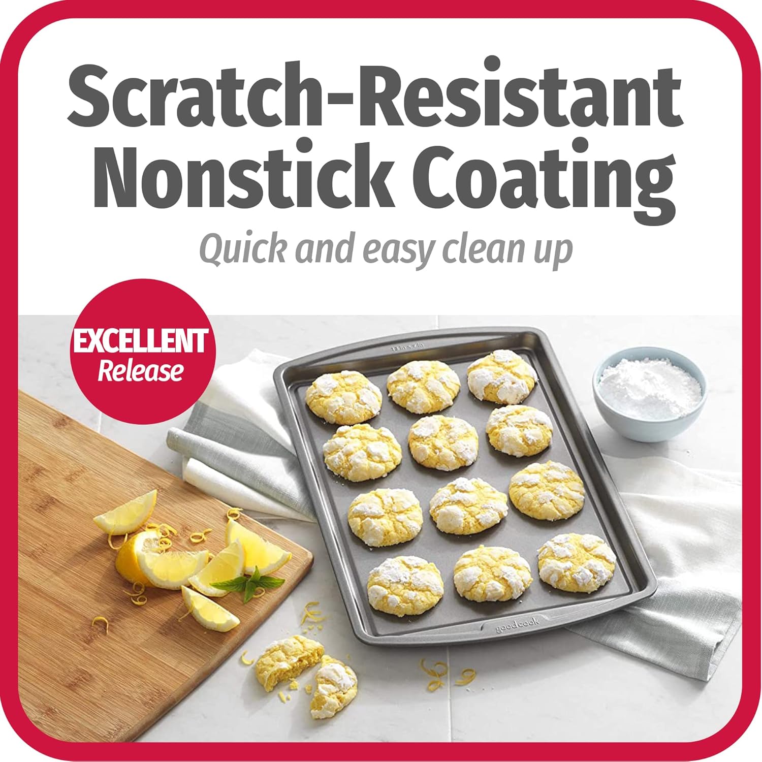 GoodCook Everyday Nonstick Carbon Steel 13” x 9” Baking Sheet Set, 3 Pack