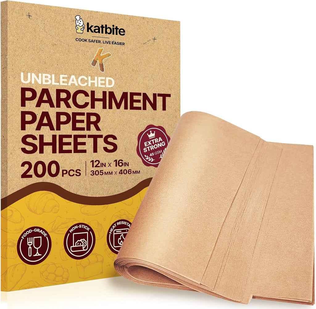 Katbite 200Pcs 12x16 In Unbleached Parchment Paper for Baking - unbleached parchment paper baking sheets