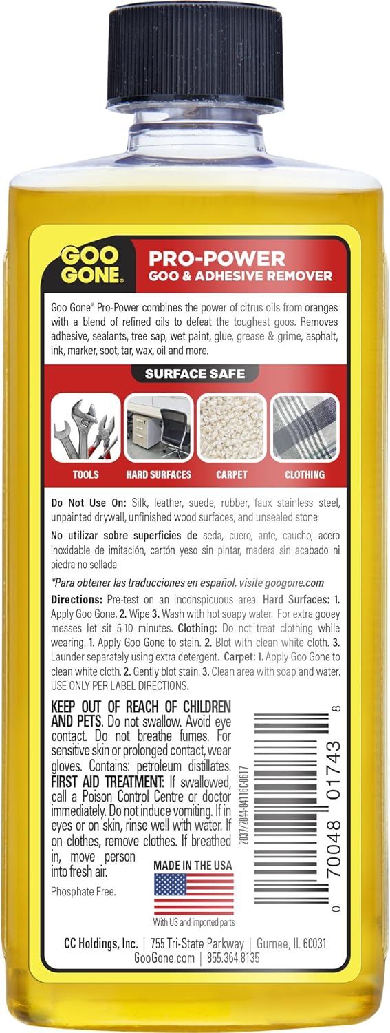 Goo Gone Pro Power Adhesive Remover - 8 Ounce - Use on Silicone, Caulk