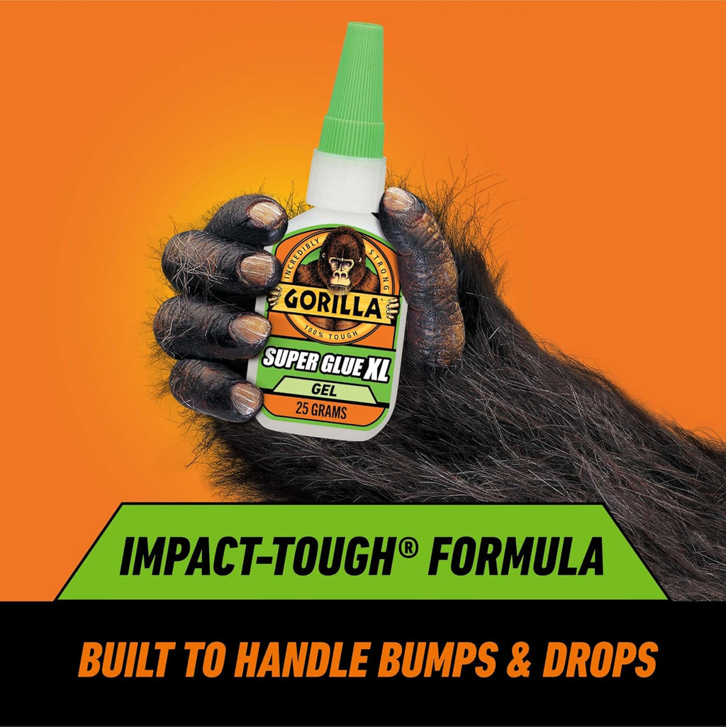 Gorilla Super Glue Gel XL, Clear 25g (Pack of 1) - Fast‑Setting, No‑Drip