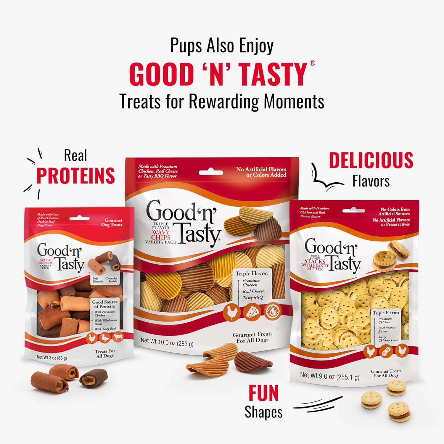 Good ‘n’ Fun Triple Flavor Kabobs Chews for All Dogs, 24 Ounces, Treat Your