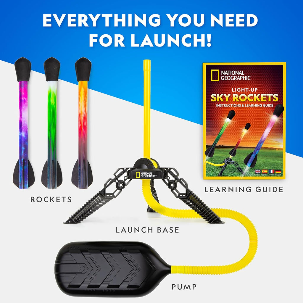 NATIONAL GEOGRAPHIC Air Rocket Toy – Ultimate LED Rocket Launcher for Kids
