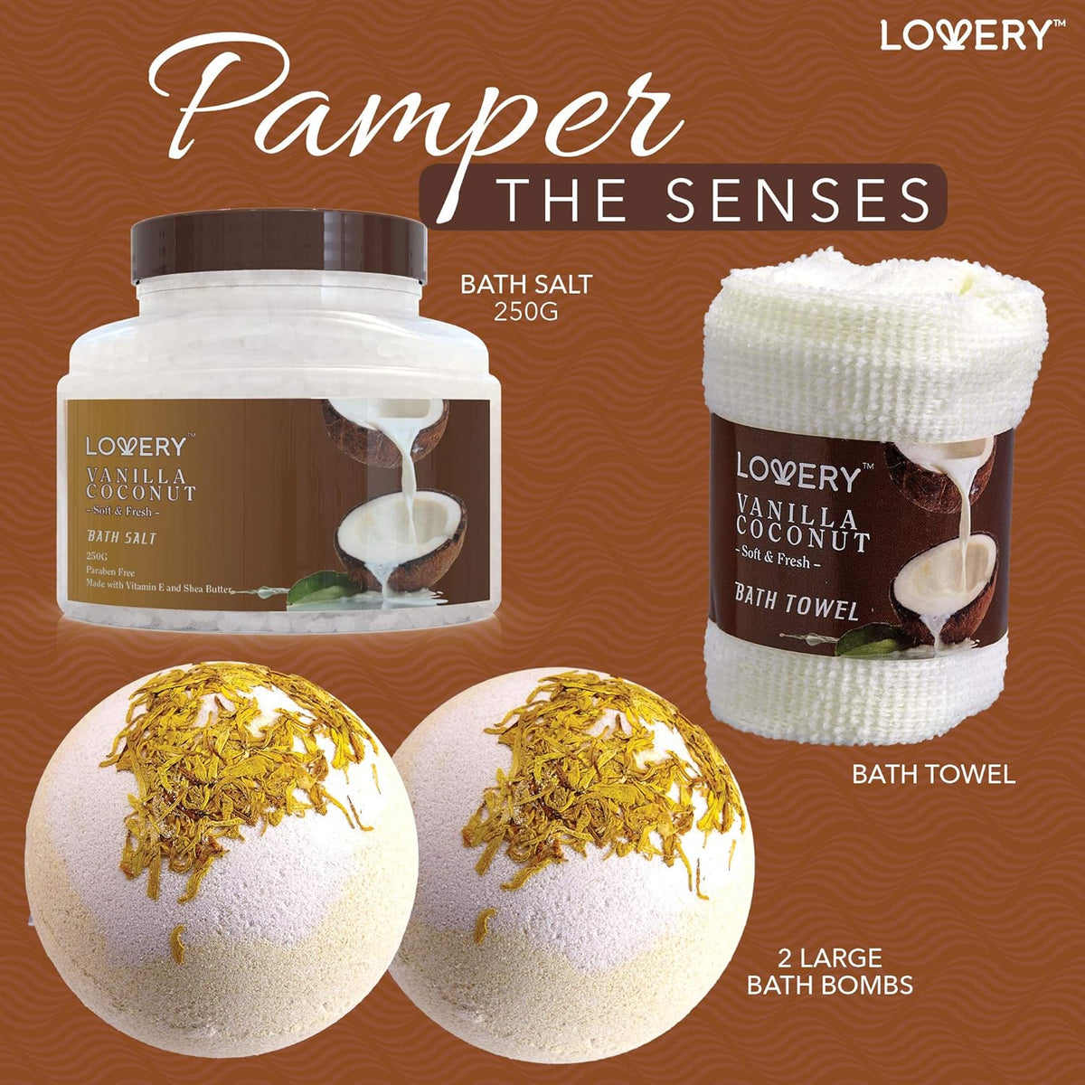 Gifts For Women Gift Basket for Women– 9 Piece Set of Vanilla Coconut Home