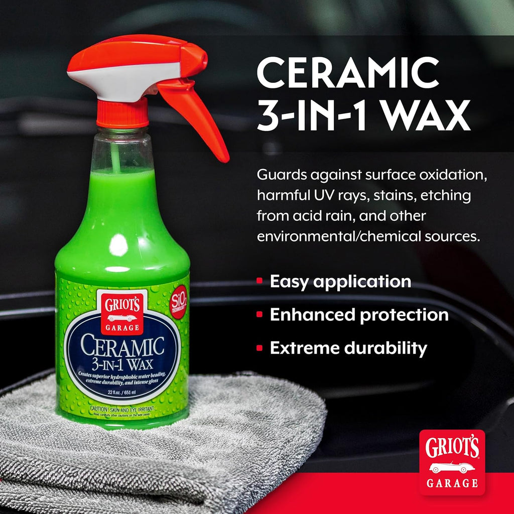 Griot’s Garage Ceramic 3-in-1 Wax, SiO2 Spray for Cars, Trucks, and RV’s