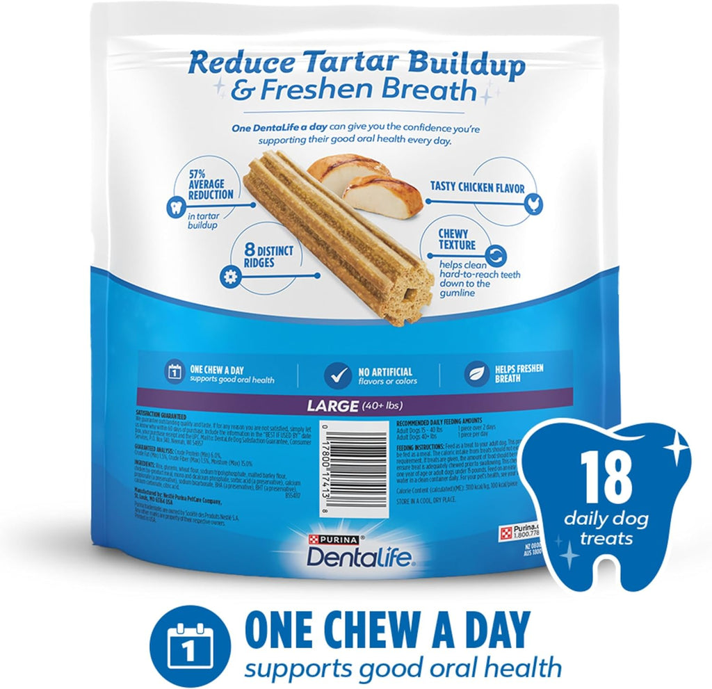 Purina DentaLife Made in USA Facilities Large Dog Dental Chews, Daily - 18
