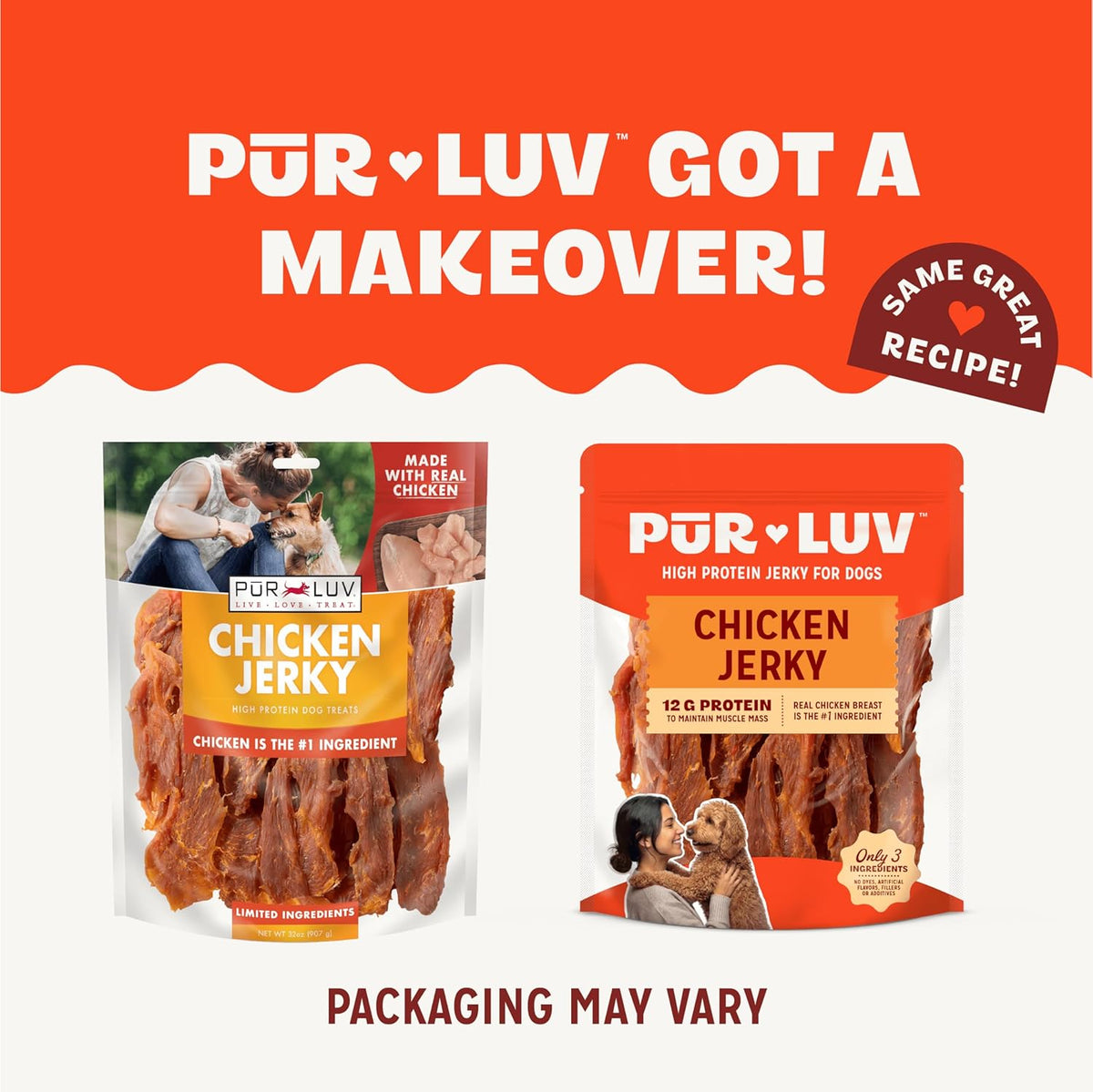 Pur Luv Chicken Jerky Dog Treats, Made with 100% Real Chicken Breast, 16