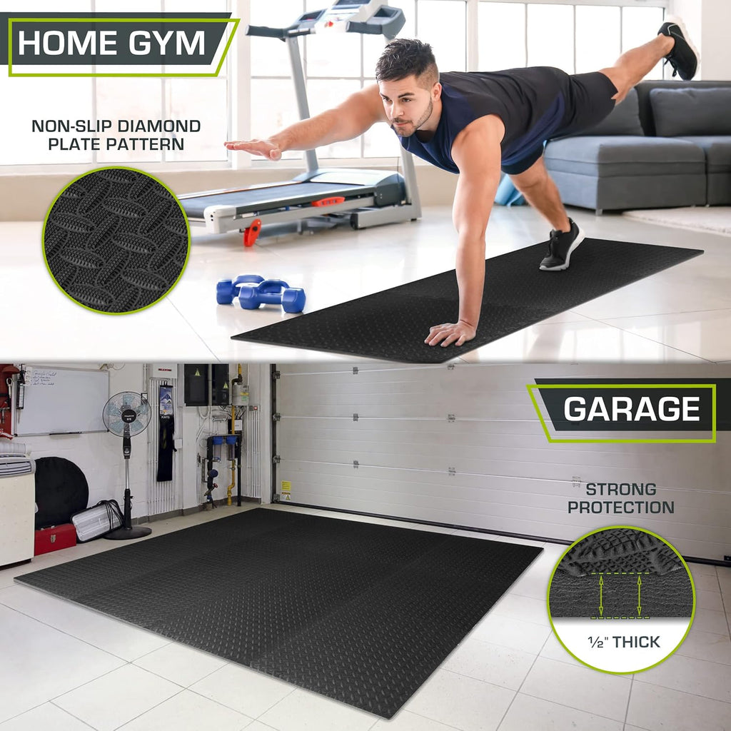 ProsourceFit Puzzle Exercise Mat ½ in, EVA Interlocking Foam Floor Tiles for