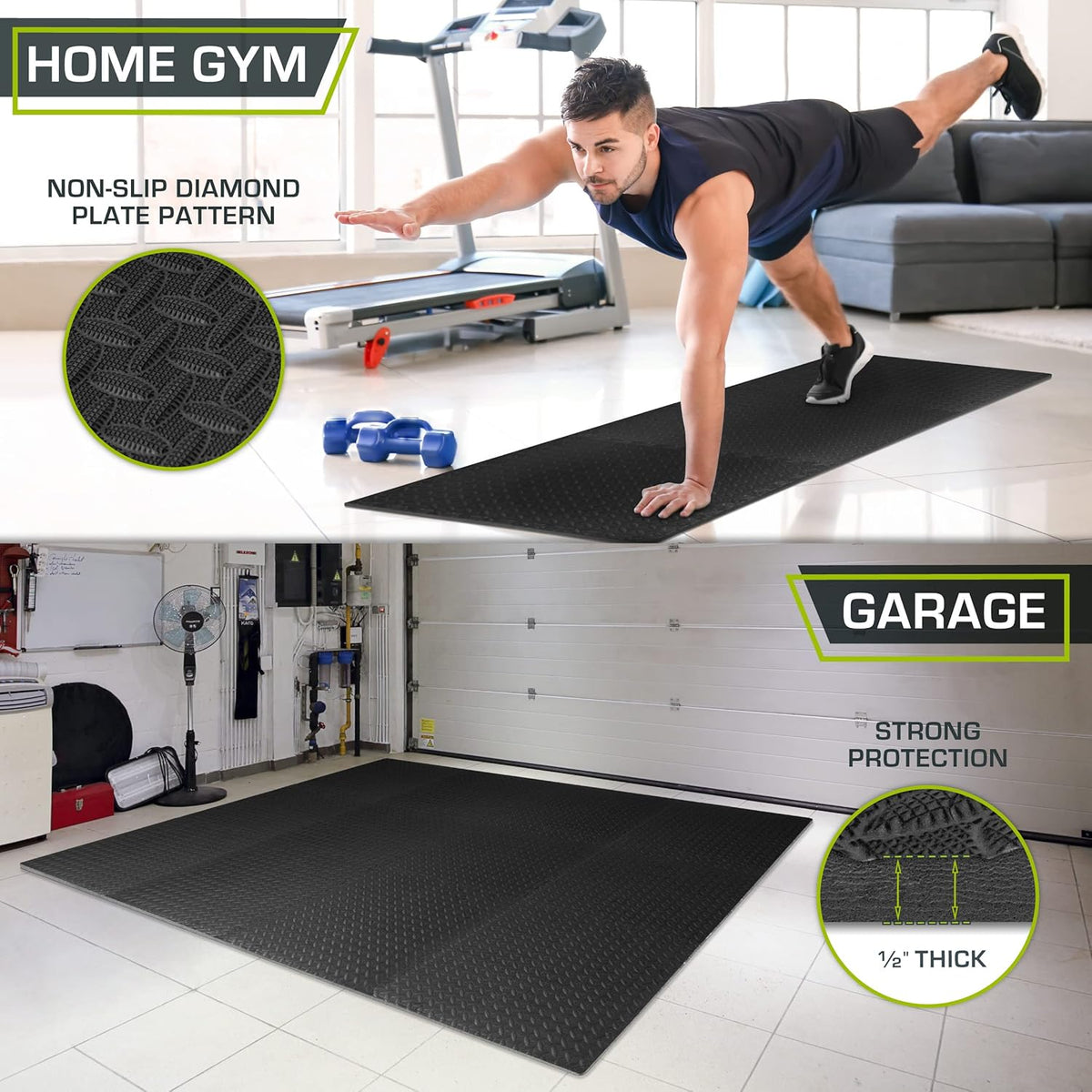 ProsourceFit Puzzle Exercise Mat ½ in, EVA Interlocking Foam Floor Tiles for