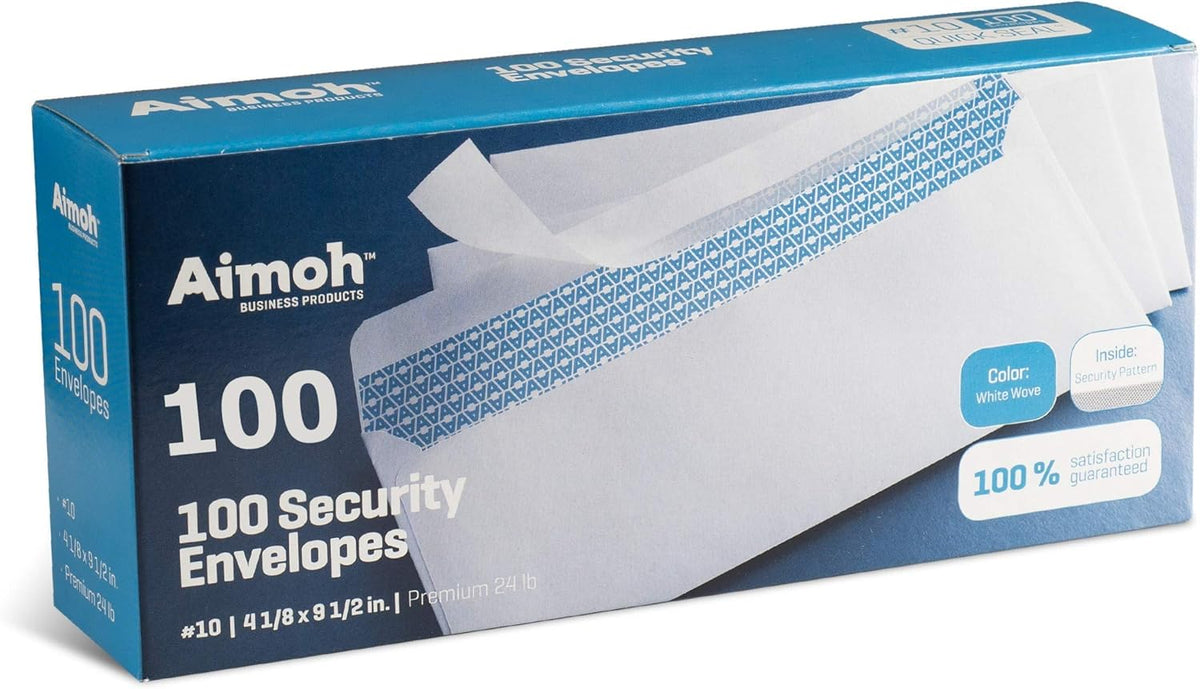 Aimoh #10 Security Self Seal Envelopes – 100 Qty