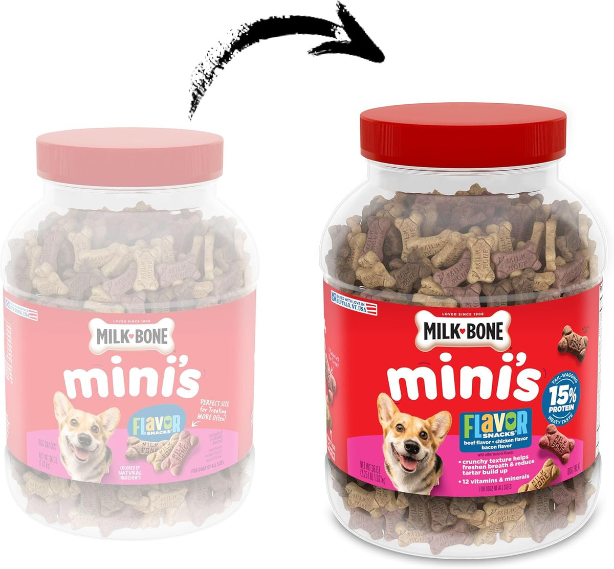 Milk-Bone Flavor Snacks Mini’s Dog Biscuits, Flavored Crunchy Dog Treats, 36