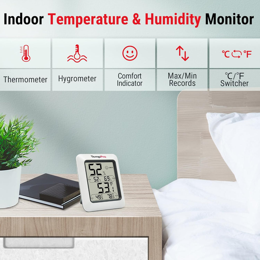 TempPro TP50 Digital Hygrometer Indoor Thermometer Room Thermometer and