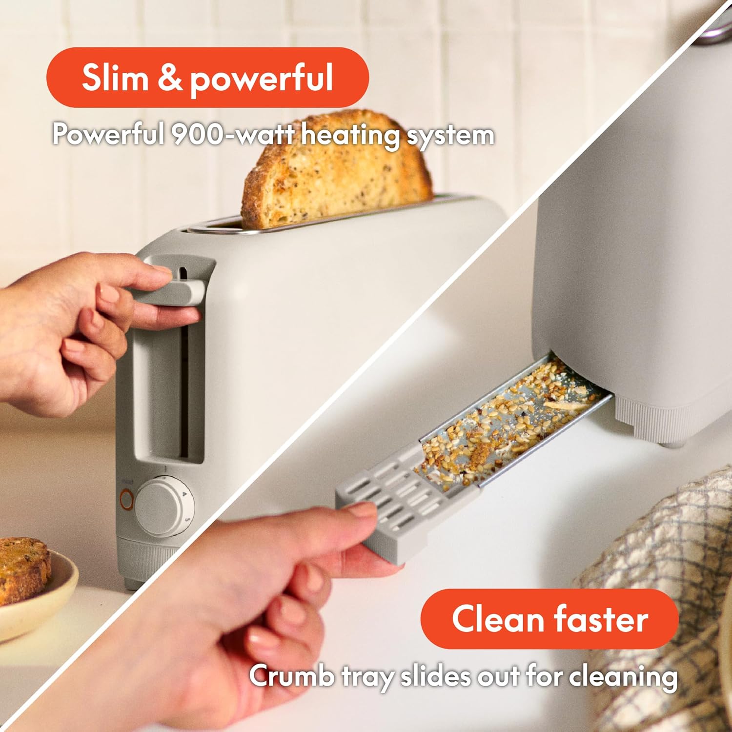 bella 2 Slice Slim Toaster, Fits-anywhere™ Kitchenware, 6 Setting Shade