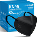 KN95 Face Masks 50 Pack 5-Ply Breathable Filter Disposable Face Masks Black