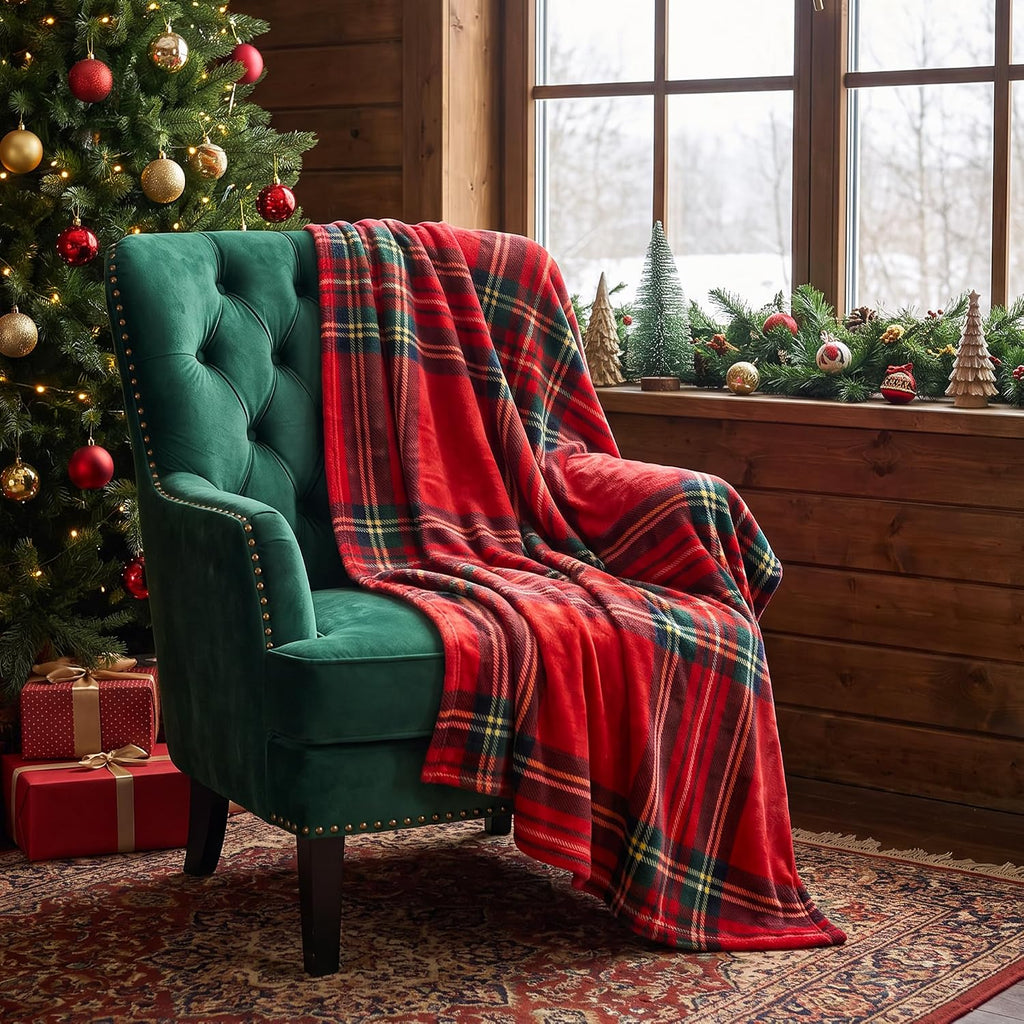 Christmas Fleece Blanket Holiday Throw for Sofa Bed Home Decor