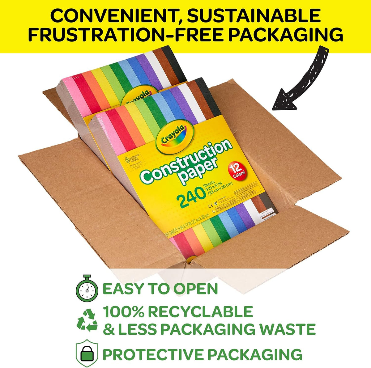 Crayola Construction Paper Bulk Pack (480 Sheets) – 10 Assorted Colors, 9x12