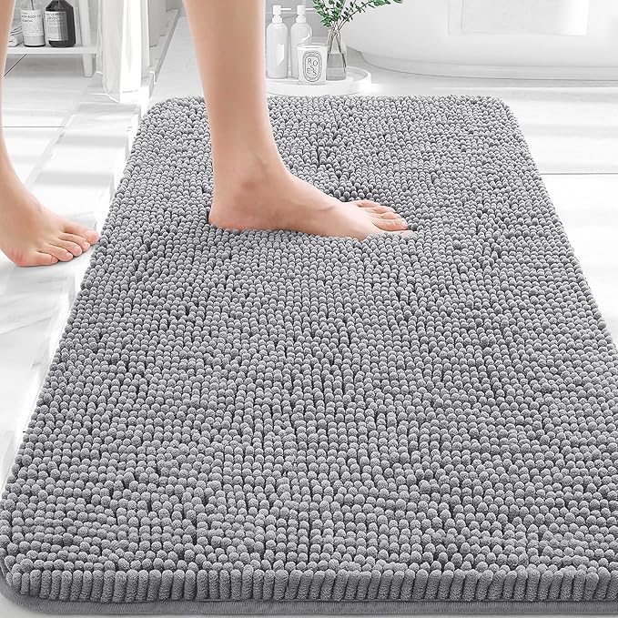 OLANLY Bathroom Rugs 30x20, Extra Soft Absorbent Chenille Bath Rugs, Rubber