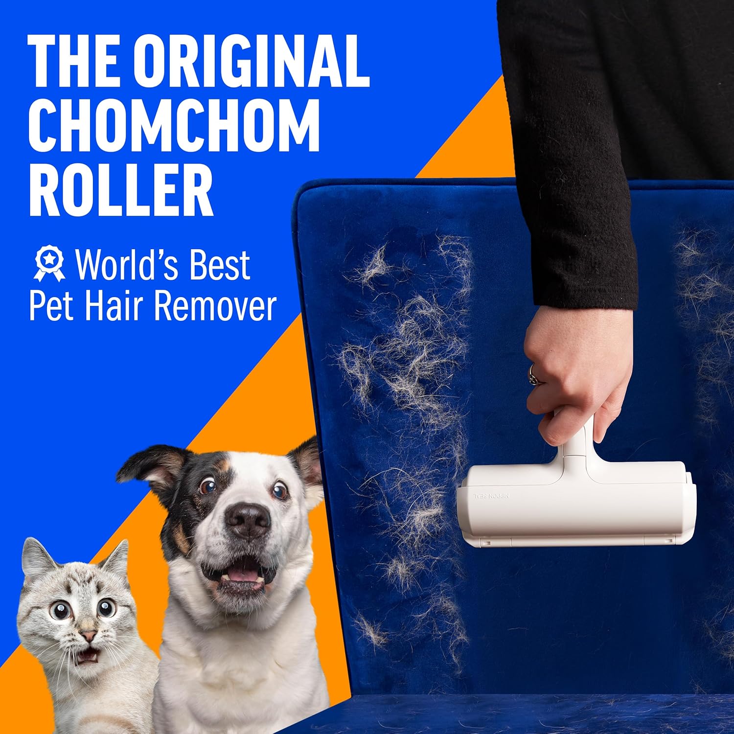 ChomChom Roller Pet Hair Remover – Original Size Reusable Lint Roller for Cat