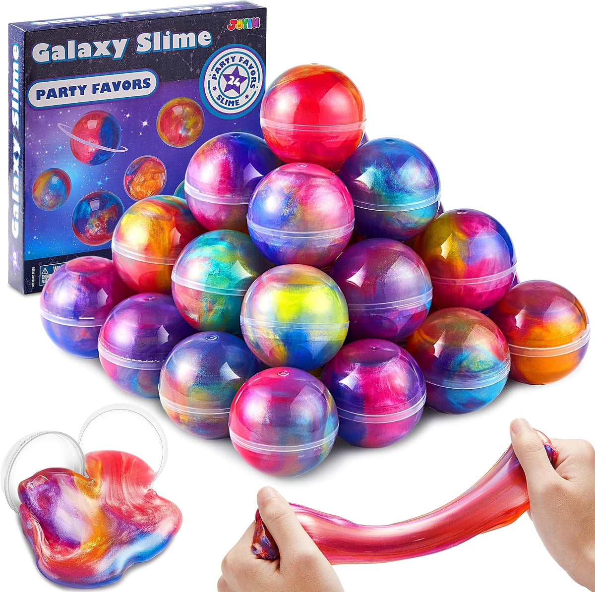 JOYIN Slime Party Favors, 24 Pack Galaxy Slime Ball - Stretchy, Non-Sticky, Mess-Free