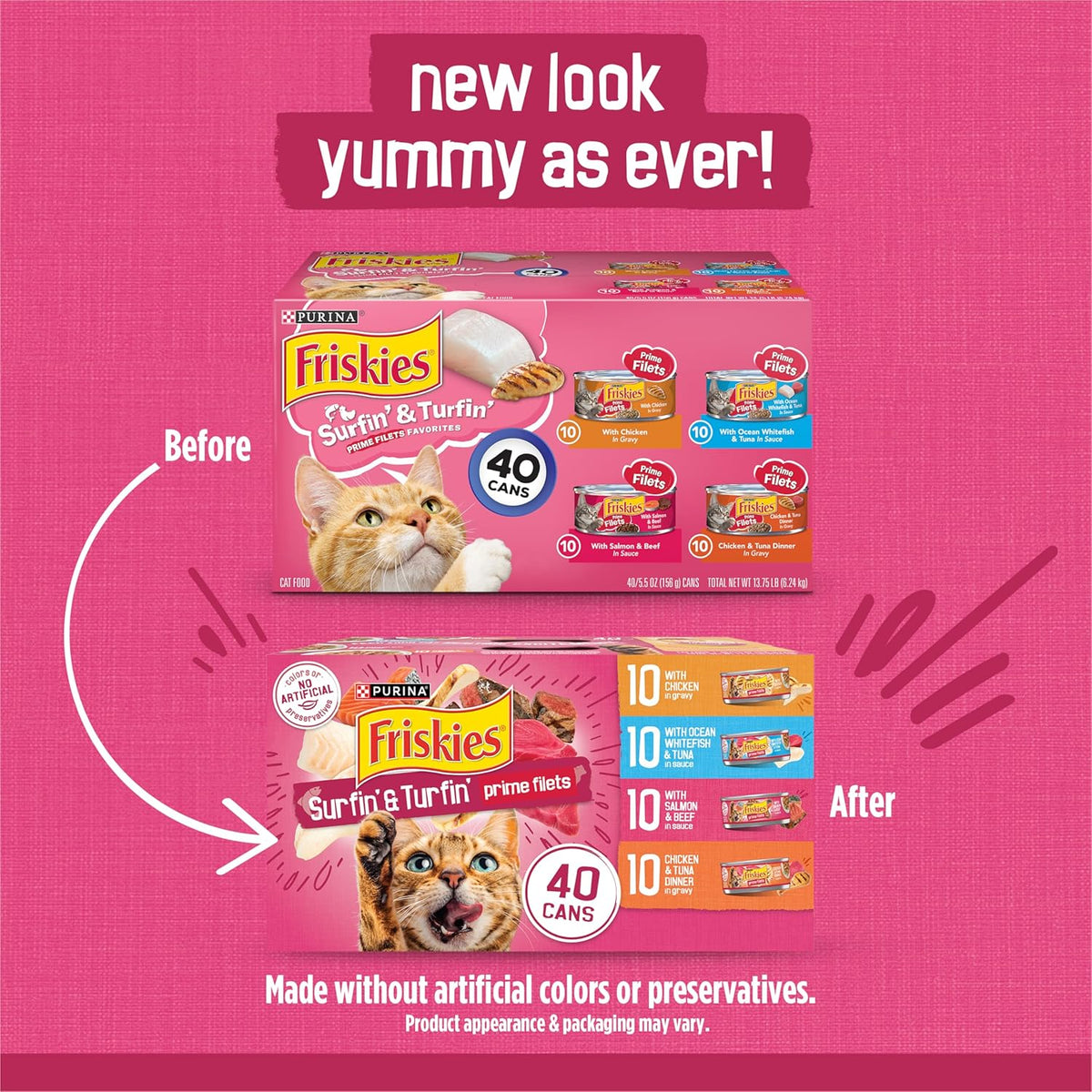 Purina Friskies Gravy Wet Cat Food Variety Pack, Surfin’ and Turfin’ Prime
