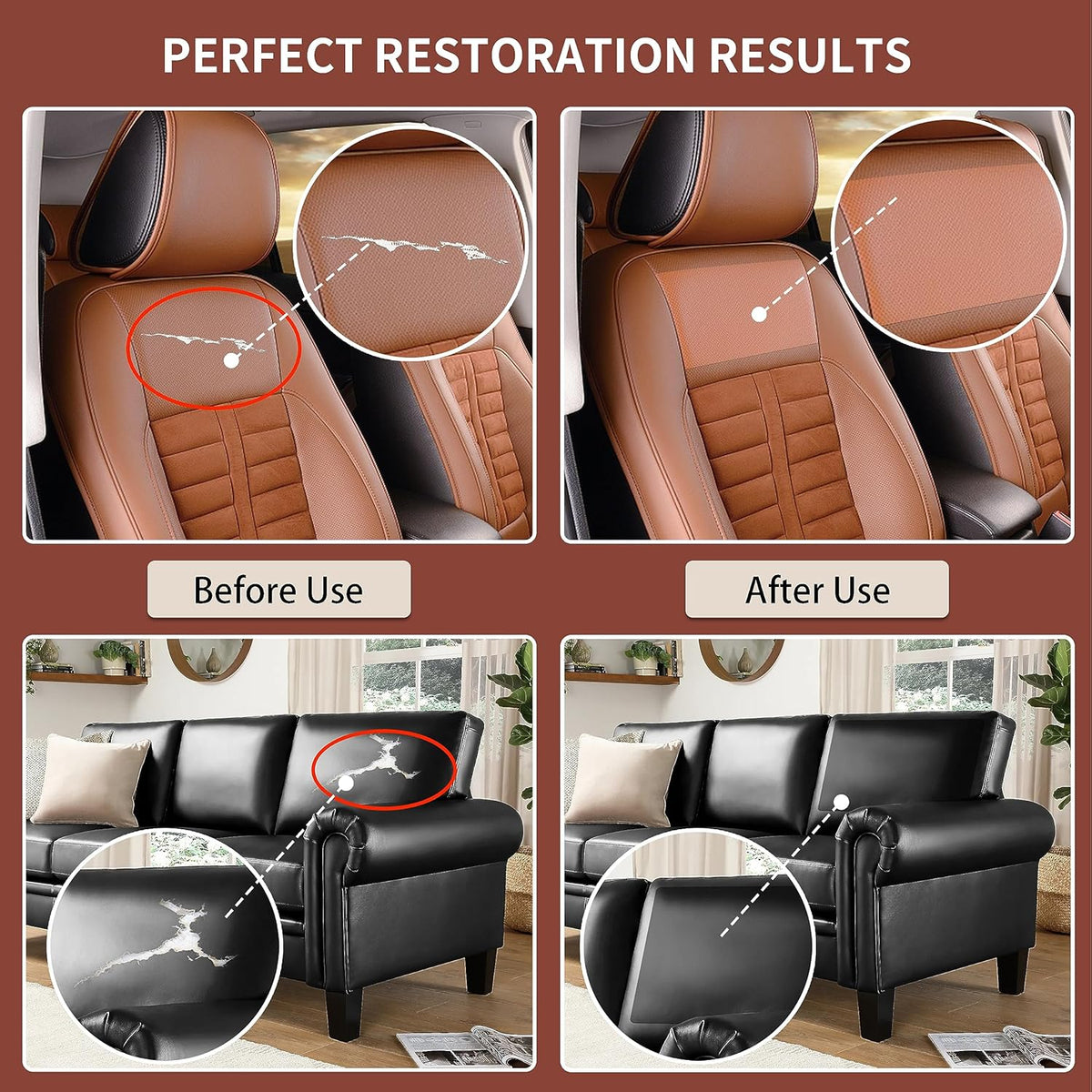 Besezx Leather Repair Patch Tape Kit, Self Adhesive Leather Repair for