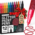 ARTISTRO 12 Glitter Paint Pens for Glass Marking - Extra-Fine Tip