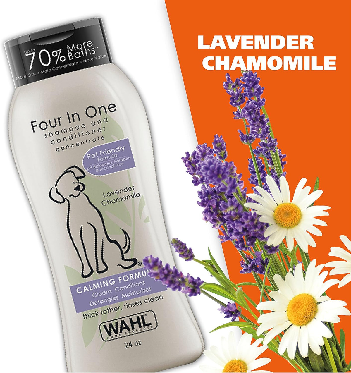 Wahl USA 4-in-1 Calming Dog Shampoo with Lavender Chamomile Scent – Cleans
