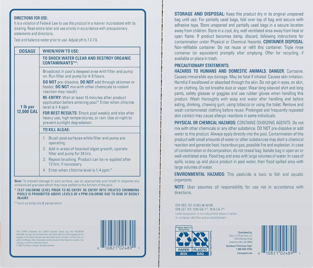 Clorox® Pool&Spa™ Shock XTRABLUE® Plus, Kills Bacteria & Algae in Swimming