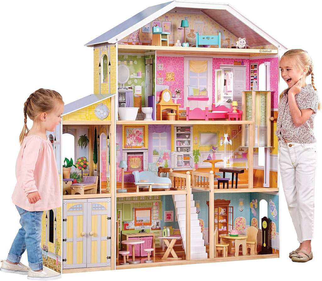 KidKraft Majestic Mansion Wooden Dollhouse with 34 Pieces, Working Elevator