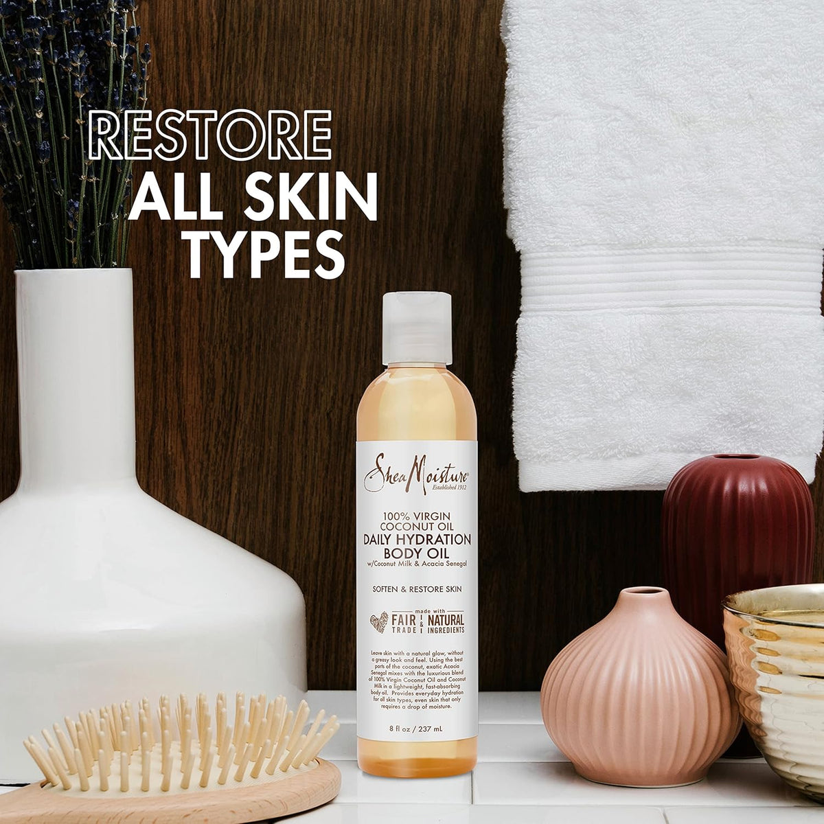 SheaMoisture Daily Hydration Body Oil Virgin Coconut Oil For Dry Skin Paraben