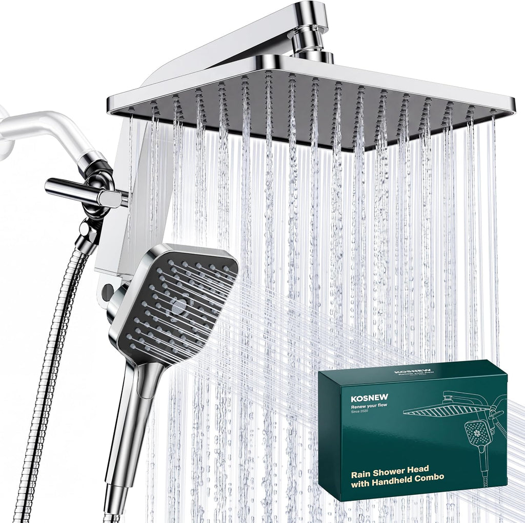 KOSNEW® 12" XXL Rainfall Shower Head with Handheld Combo, Chrome Polished