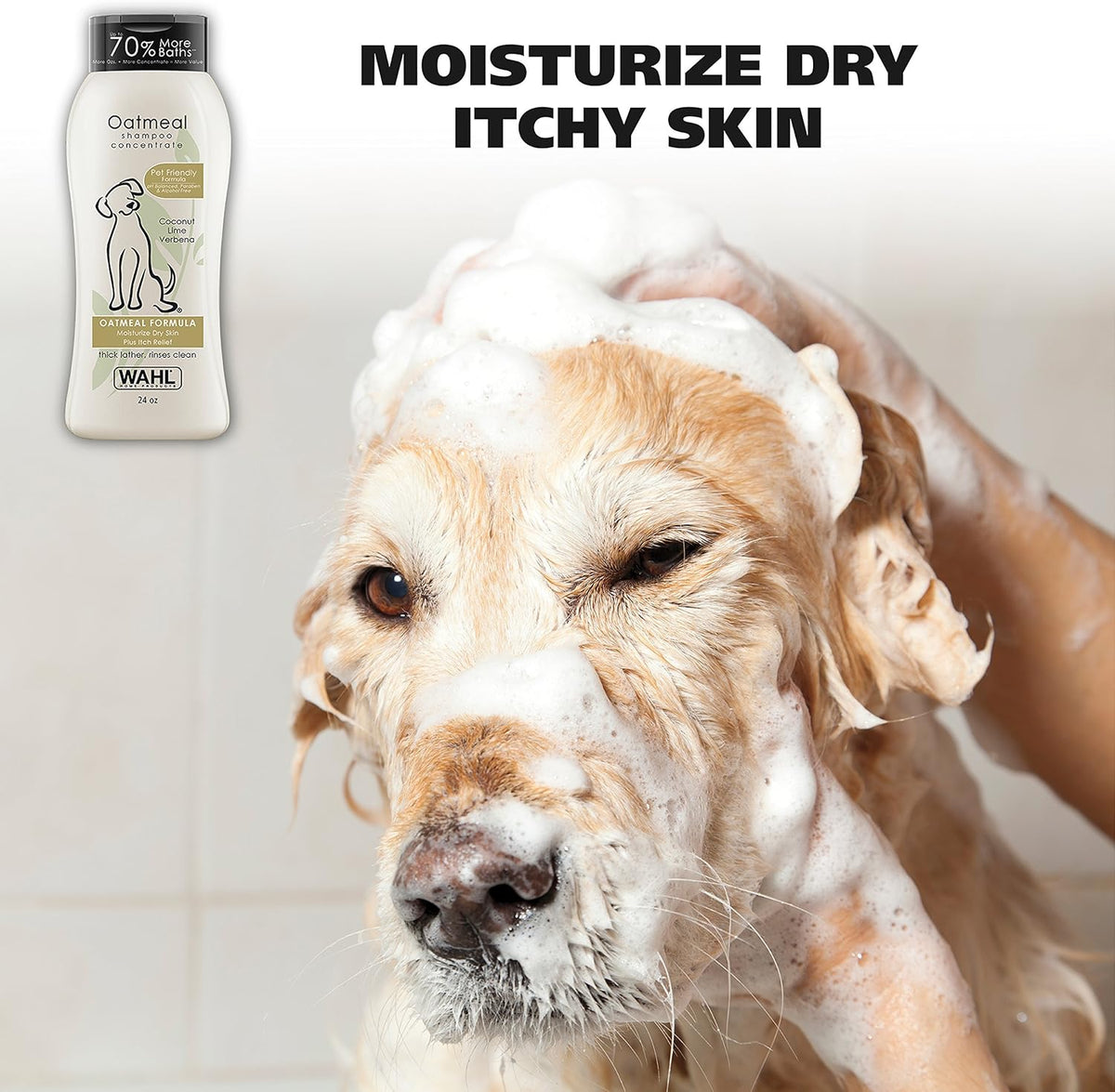 Wahl USA Dry Skin & Itch Relief Pet Shampoo for Dogs – Oatmeal Formula with