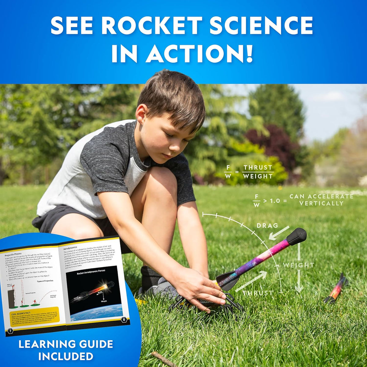 NATIONAL GEOGRAPHIC Air Rocket Toy – Ultimate LED Rocket Launcher for Kids