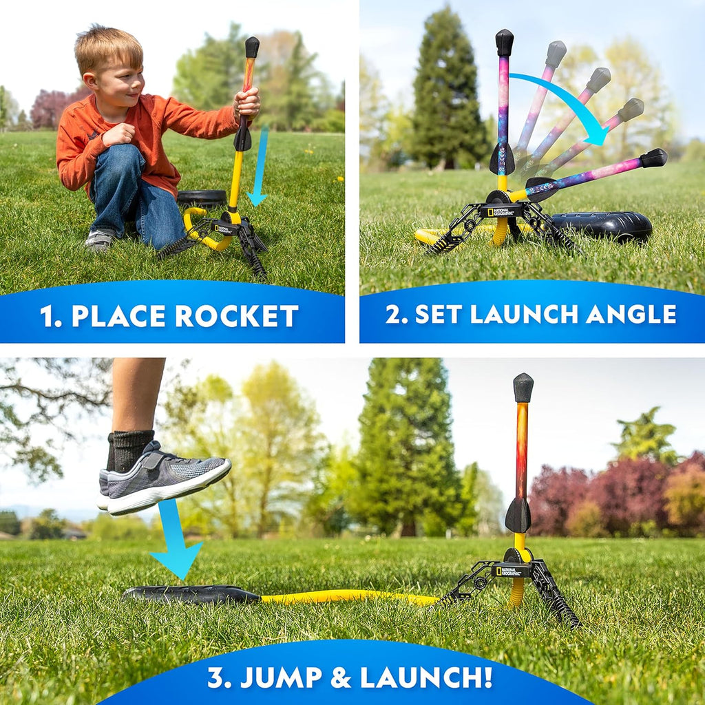 NATIONAL GEOGRAPHIC Air Rocket Toy – Ultimate LED Rocket Launcher for Kids