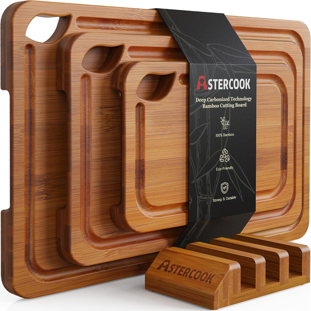 Astercook Bamboo Cutting Boards for Kitchen - bamboo cutting boards for kitchen with juice groove