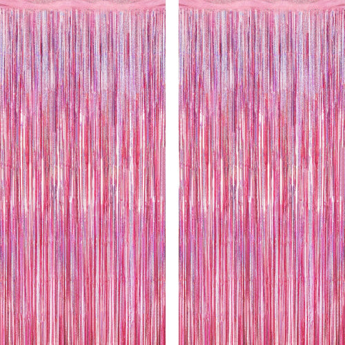 2 Pack Glitter Pink Backdrop, 3.28 FT x 7.05 FT Birthday Party Decorations